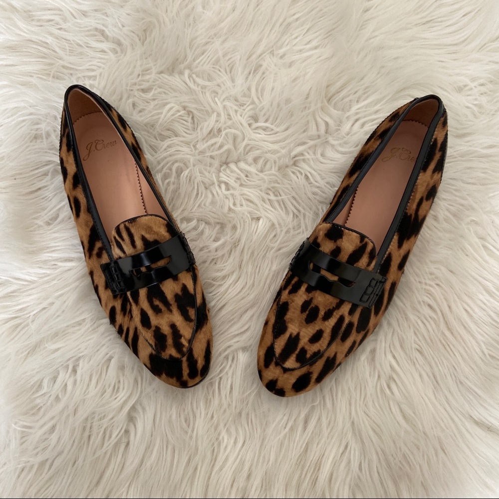 J.crew Academy Penny Loafers in leopard calf